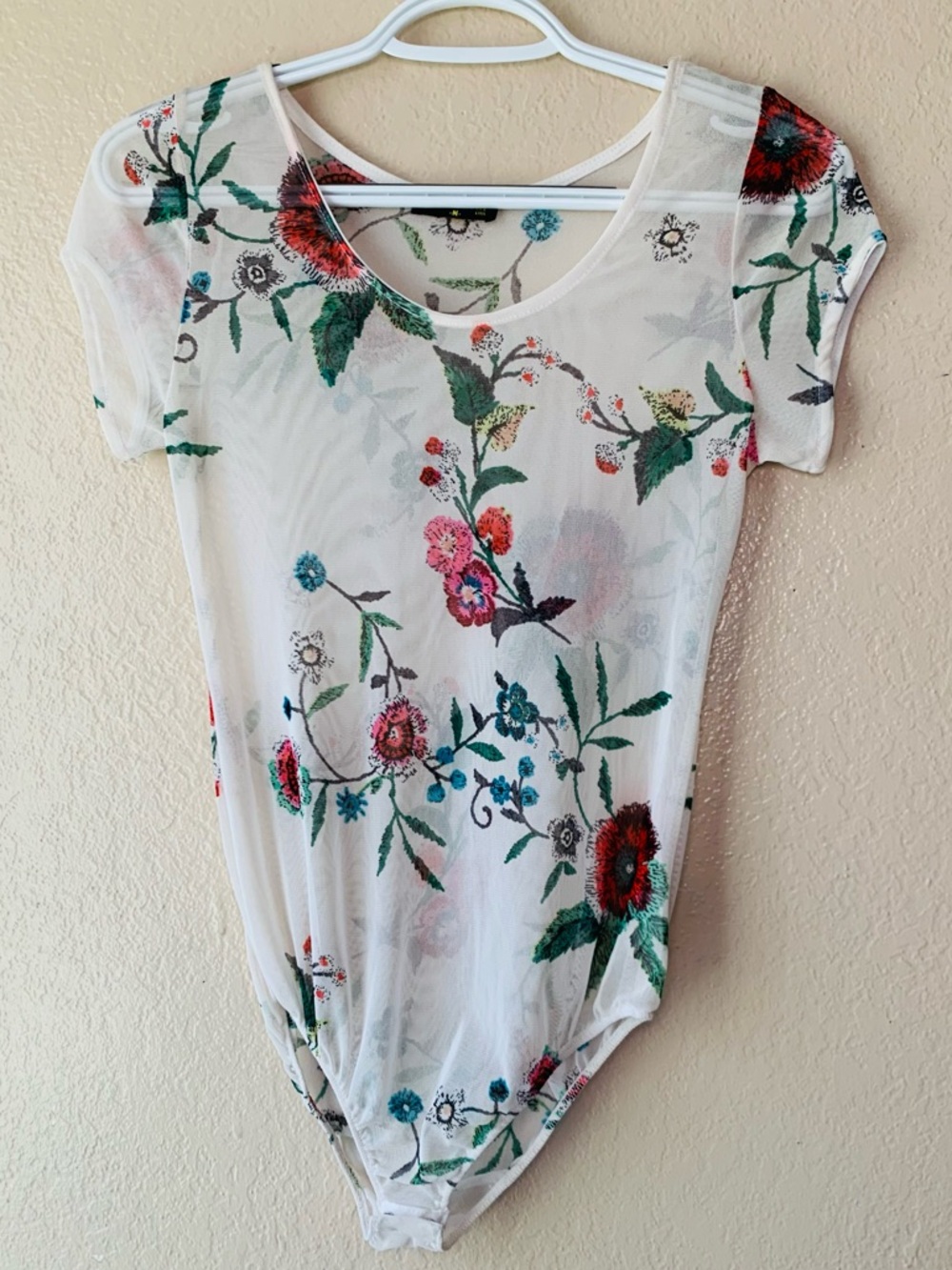 Unique 21 USA Sheer Floral Mesh Cottagecore Fairy Bodysuit Size M - Picture 3 of 5